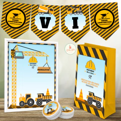 Kit imprimible Construcción  grúas excavadoras camiones