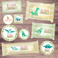 Kit imprimible dinosaurios cumpleaños candybar