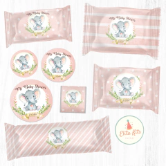 Kit Imprimible Elefante Acuarelas Nena rosa