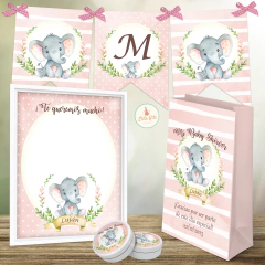 Kit Imprimible Elefante Acuarelas Nena rosa