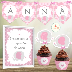 Kit imprimible Elefante Corazón Nena