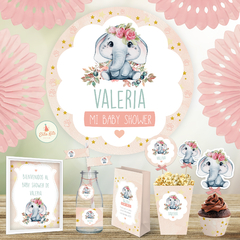 Banner imprimible baby shower elefantita