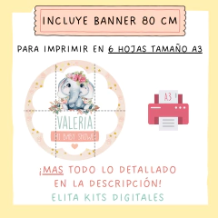 Banner imprimible elefante nena baby shower