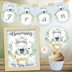 Kit Imprimible Hipopótamo Bebé decoración cumpleaños