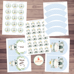 Kit Imprimible Hipopótamo Bebé decoración cumpleaños