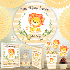 kit imprimible leon leoncito baby shower nene varón