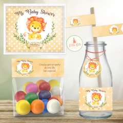 kit imprimible leon leoncito baby shower nene varón