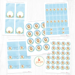 Kit Imprimible León + Banner Circular Fondo Mesa Dulce - tienda online