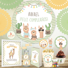 Kit Imprimible Llamas Alpacas Cactus Varón