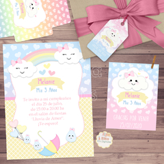 Kit imprimible Lluvia de Amor + Banner Circular Fondo Mesa Dulce Candybar en internet