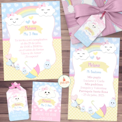 Imagen de Kit imprimible Lluvia de Amor + Banner Circular Fondo Mesa Dulce Candybar