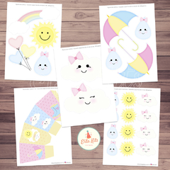 Kit imprimible Lluvia de Amor + Banner Circular Fondo Mesa Dulce Candybar - comprar online