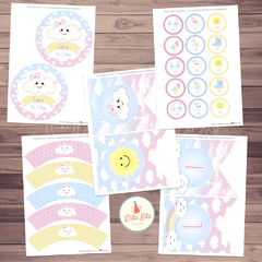 Kit imprimible Lluvia de Amor + Banner Circular Fondo Mesa Dulce Candybar en internet