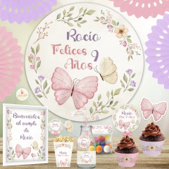 Banner imprimible Mariposas y Flores, Personalizado - comprar online