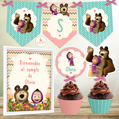 Kit imprimible Masha y El Oso, Kit imprimible masha oso