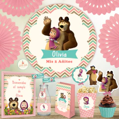 Kit imprimible masha y el oso cumpleaños