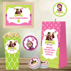 Kit imprimible Masha y El Oso 2 + Banner Circular Fondo Mesa Dulce Candybar - tienda online
