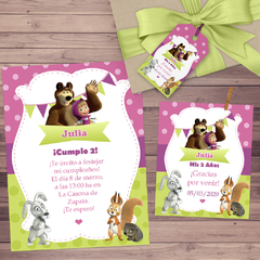 Imagen de Kit imprimible Masha y El Oso 2 + Banner Circular Fondo Mesa Dulce Candybar