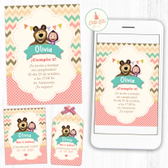 Invitacion a fiesta de masha y el oso