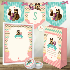 Kit imprimible Masha y El Oso, Kit imprimible masha oso