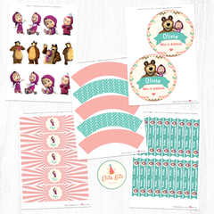Kit imprimible Masha y El Oso, personalizado - comprar online