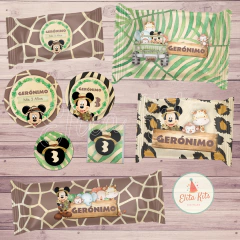 Imagen de Kit imprimible Mickey Safari + Banner Circular Fondo Mesa Dulce Candybar