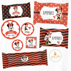 Kit Imprimible Minnie Mouse Roja Decoración Golosinas