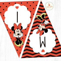 Kit Imprimible Minnie Mouse Roja Banderines