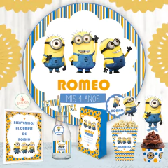 Banner circular imprimible de Minnions, para decorar el fondo de tu fiesta ¡Encontralo en la tienda!