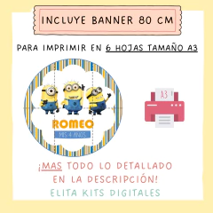 Banner imprimible Minions, Personalizado - comprar online