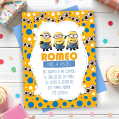 Kit para imprimir y decorar cumpleaños de Minnions. Inclye decoracion completa + tarjetas + candybar ¡Encontralo en la tienda!