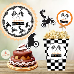 Kit Imprimible Motocross decoracion torta adorno cake topper