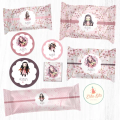 Kit Imprimible Nezuko Kamado decoración golosinas candybar