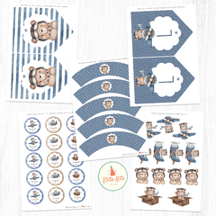 Kit imprimible Osito Aviador, Personalizado