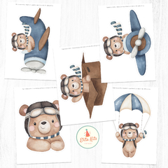 Kit imprimible Osito Aviador, Personalizado en internet