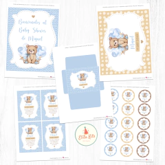 Kit Imprimible Oso Osito Teddy Bear baby shower varon