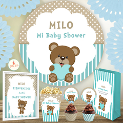 Kit Imprimible Osito Corazón decoración cumpleaños