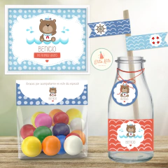Kit Imprimible Ositos Marineros decoración mesa dulce