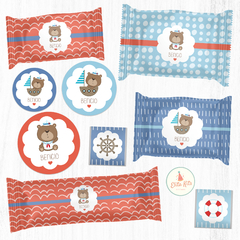 Kit Imprimible Ositos Marineros decoración golosinas candybar