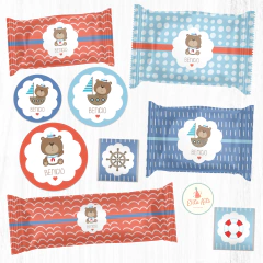 Kit Imprimible Ositos Marineros decoración golosinas candybar