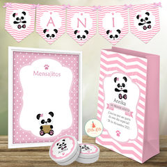 Kit imprimible Panda Nena Rosa