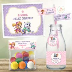 Kit imprimible Patrulla Canina Nena + Banner Circular Fondo Mesa Dulce Candybar - Kits Imprimibles - Elita Kits Digitales