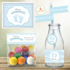 Kit imprimible piecitos bebe varón
