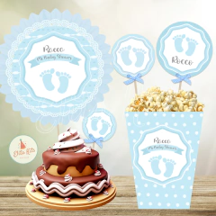 Kit imprimible piecitos bebe varón