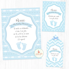 Kit imprimible piecitos bebe varón