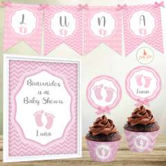 Kit imprimible piecitos bebe nena