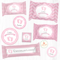 Kit imprimible piecitos bebe nena