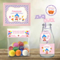 Kit imprimible Plim Plim Nena + Banner Circular Fondo Mesa Dulce Candybar - Kits Imprimibles - Elita Kits Digitales