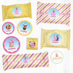 Kit Imprimible Princesa Peach Super Mario Bros para nenas cumpleaños