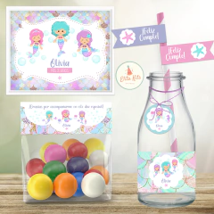 kit imprimible sirenas sirenitas decoración cumpleaños mesa dulce